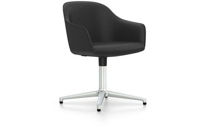 Softshell Chair with four star base Aluminium polished|Plano|Dark grey