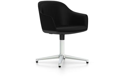 Softshell Chair with four star base Aluminium polished|Plano|Nero