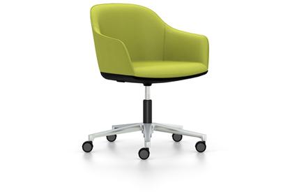 Softshell Chair with five star base Aluminium polished|Plano|Avocado