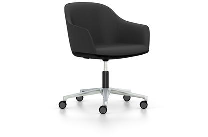 Softshell Chair with five star base Aluminium polished|Plano|Dark grey