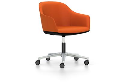 Softshell Chair with five star base Aluminium polished|Plano|Orange