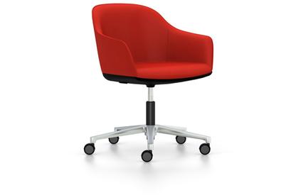 Softshell Chair with five star base Aluminium polished|Plano|Poppy red