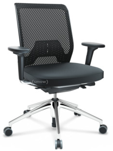 ID Mesh FlowMotion-with tilt mechanism, with seat depth adjustment|With 2D armrests|5 star foot, polished aluminium|Basic dark|Silk mesh seat cover, diamond mesh back|Nero