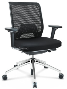 ID Mesh FlowMotion-with tilt mechanism, with seat depth adjustment|With 3D-armrests|5 star foot, polished aluminium|Basic dark|Plano seat cover, diamond mesh back|Nero