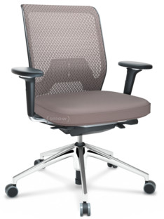 ID Mesh FlowMotion-with tilt mechanism, with seat depth adjustment|With 3D-armrests|5 star foot, polished aluminium|Basic dark|Silk mesh seat cover, diamond mesh back|Mauve grey