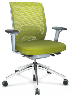 ID Mesh FlowMotion-without tilt mechanism, without seat depth adjustment|With 3D-armrests|5 star foot, polished aluminium|Soft grey|Plano seat cover, diamond mesh back|Avocado