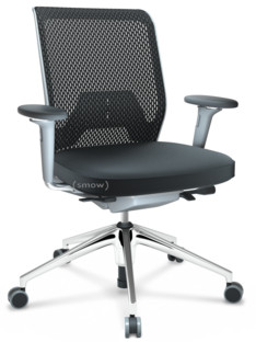 ID Mesh FlowMotion-without tilt mechanism, without seat depth adjustment|With 3D-armrests|5 star foot, polished aluminium|Soft grey|Silk mesh seat cover, diamond mesh back|Nero