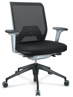 ID Mesh FlowMotion-with tilt mechanism, with seat depth adjustment|With 3D-armrests|5 star foot , basic dark plastic|Soft grey|Plano seat cover, diamond mesh back|Nero