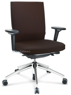ID Soft FlowMotion-with tilt mechanism, with seat depth adjustment|With 3D-armrests|5 star foot, polished aluminium|Basic dark|Seat and back Plano|Brown