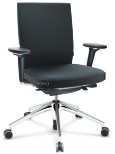 ID Soft FlowMotion-with tilt mechanism, with seat depth adjustment|With 3D-armrests|5 star foot, polished aluminium|Basic dark|Silk mesh seat and back|Nero