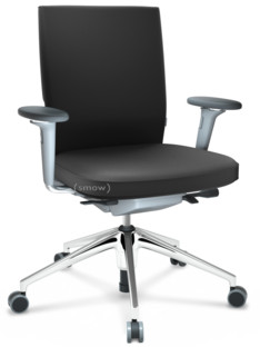 ID Soft FlowMotion-with tilt mechanism, with seat depth adjustment|With 3D-armrests|5 star foot, polished aluminium|Soft grey|Seat and back Plano|Dark grey
