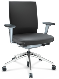 ID Soft FlowMotion-without tilt mechanism, without seat depth adjustment|With 3D-armrests|5 star foot, polished aluminium|Soft grey|Silk mesh seat and back|Asphalt