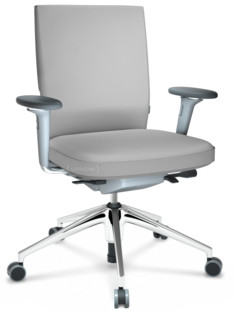 ID Soft FlowMotion-with tilt mechanism, with seat depth adjustment|With 3D-armrests|5 star foot, polished aluminium|Soft grey|Silk mesh seat and back|Soft grey