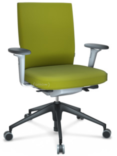 ID Soft FlowMotion-with tilt mechanism, with seat depth adjustment|With 3D-armrests|5 star foot , basic dark plastic|Soft grey|Seat and back Plano|Avocado