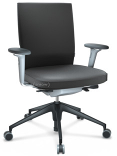 ID Soft FlowMotion-with tilt mechanism, with seat depth adjustment|With 3D-armrests|5 star foot , basic dark plastic|Soft grey|Silk mesh seat and back|Asphalt