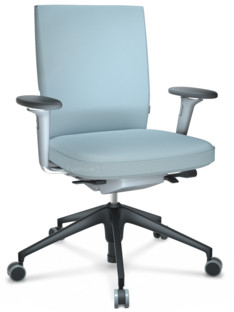 ID Soft FlowMotion-with tilt mechanism, with seat depth adjustment|With 3D-armrests|5 star foot , basic dark plastic|Soft grey|Silk mesh seat and back|Ice grey