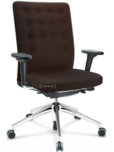ID Trim With lumbar support|FlowMotion-with tilt mechanism, with seat depth adjustment|With 2D armrests|5 star foot, polished aluminium|Seat and back Plano|Brown