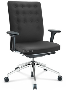 ID Trim With lumbar support|FlowMotion-with tilt mechanism, with seat depth adjustment|With 2D armrests|5 star foot, polished aluminium|Seat and back Plano|Dark grey
