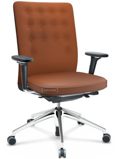 ID Trim Without lumbar support|FlowMotion-with tilt mechanism, with seat depth adjustment|With 3D-armrests|5 star foot, polished aluminium|Seat and back Plano|Cognac