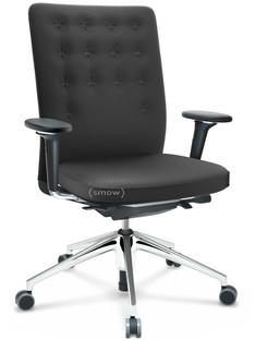 ID Trim With lumbar support|FlowMotion-with tilt mechanism, with seat depth adjustment|With 3D-armrests|5 star foot, polished aluminium|Seat and back Plano|Dark grey