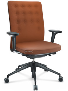 ID Trim With lumbar support|FlowMotion-without tilt mechanism, without seat depth adjustment|With 3D-armrests|5 star foot , basic dark plastic|Seat and back Plano|Cognac