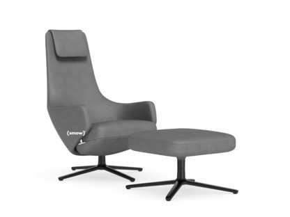 Repos Chair Repos & Ottoman|Fabric Dumet sierra grey melange|46 cm|Basic dark