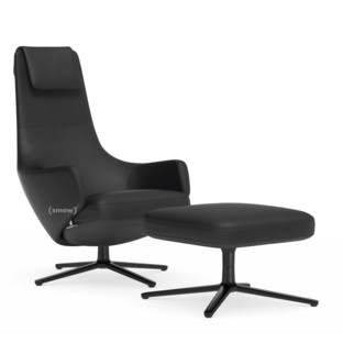Repos Chair Repos & Ottoman|Leather Premium F nero|46 cm|Basic dark