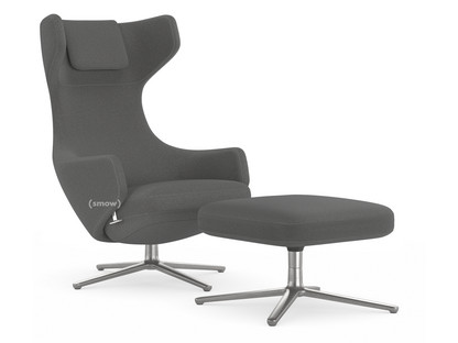 Grand Repos Chair Grand Repos & Ottoman|Fabric Cosy 2 Classic Grey|41 cm|Polished