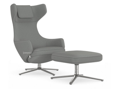 Grand Repos Chair Grand Repos & Ottoman|Fabric Cosy 2 Pebble Grey|46 cm|Polished