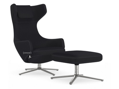 Grand Repos Chair Grand Repos & Ottoman|Fabric Cosy 2 Merino black|46 cm|Polished