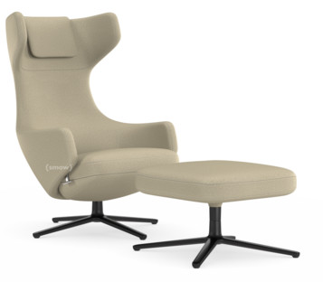 Grand Repos Chair Grand Repos & Ottoman|Fabric Dumet beige melange|41 cm|Basic dark