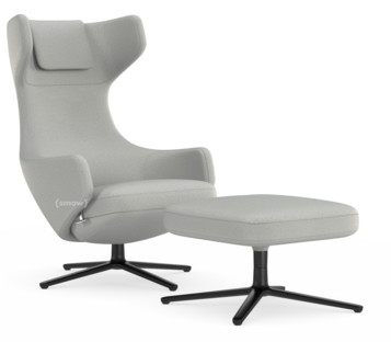 Grand Repos Chair Grand Repos & Ottoman|Fabric Dumet pebble melange|41 cm|Basic dark