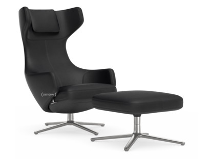 Grand Repos Chair Grand Repos & Ottoman|Leather Premium F nero|41 cm|Polished