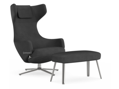 Grand Repos Chair Grand Repos & Panchina|Fabric Dumet carbon/black|46 cm|Polished