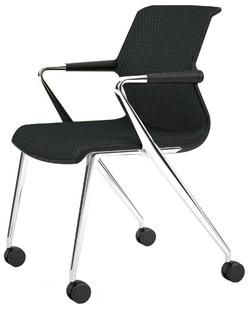 Unix Chair with Four-legged Base on Castors Diamond Mesh asphalt|Basic dark|Aluminium polished