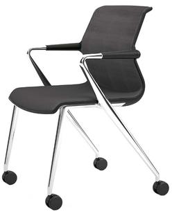 Unix Chair with Four-legged Base on Castors Silk Mesh dimgrey|Basic dark|Aluminium polished