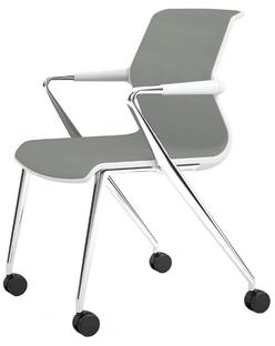Unix Chair with Four-legged Base on Castors Silk Mesh ice grey|Soft grey|Aluminium polished