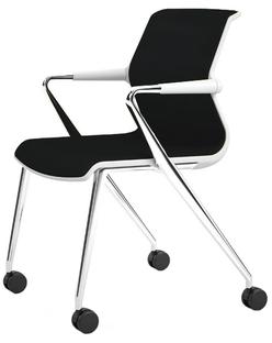 Unix Chair with Four-legged Base on Castors Silk Mesh nero|Soft grey|Aluminium polished