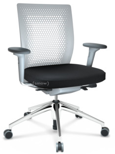 ID Air Soft grey|Plano fabric-66 nero|Soft grey|5 star foot, polished aluminium|With 2D armrests