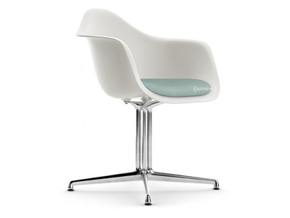Eames Plastic Armchair RE DAL White|With seat upholstery|Ice blue / ivory