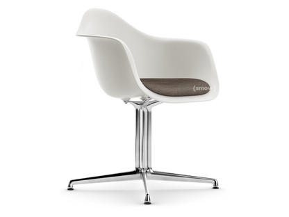 Eames Plastic Armchair RE DAL White|With seat upholstery|Warm grey / moor brown