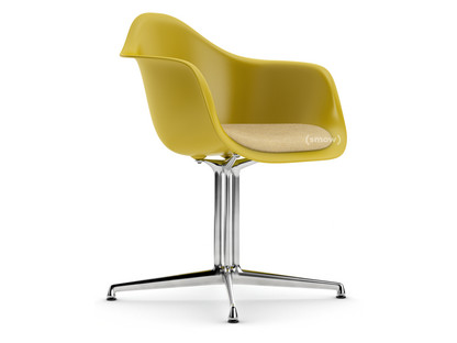 Eames Plastic Armchair RE DAL Mustard|With seat upholstery|Mustard / ivory
