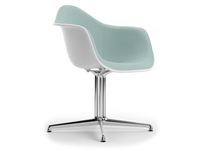 Eames Plastic Armchair RE DAL Cotton white|With full upholstery|Ice blue / ivory