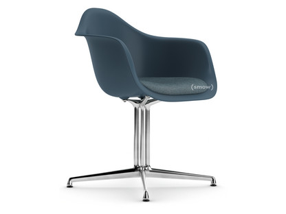 Eames Plastic Armchair RE DAL Sea blue|With seat upholstery|Ice blue / moor brown
