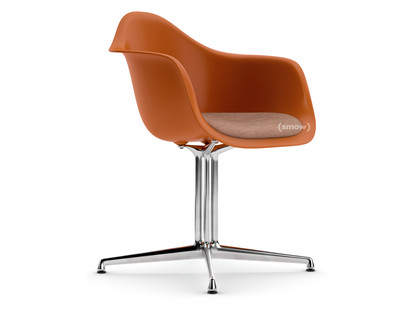 Eames Plastic Armchair RE DAL Rusty orange|With seat upholstery|Cognac / ivory