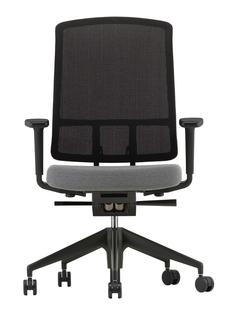 AM Chair Black|Sierra grey / nero|With 2D armrests|Aluminium powder-coated deep black