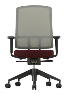 AM Chair Sierra grey|Dark red/nero|With 2D armrests|Five-star base deep black