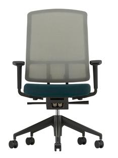 AM Chair Sierra grey|Petrol/nero|With 2D armrests|Five-star base deep black
