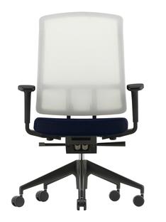 AM Chair White|Dark blue/brown|With 2D armrests|Five-star base deep black