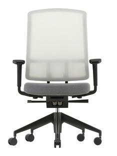 AM Chair White|Sierra grey / nero|With 2D armrests|Five-star base deep black